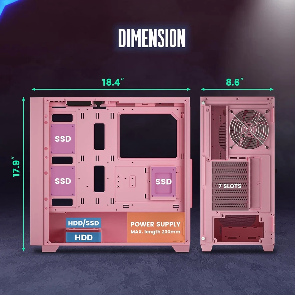 AL800 Full Tower PC Computer Case - Door Opening Design Tempered Glass, E-ATX/AT - Image 4 of 4