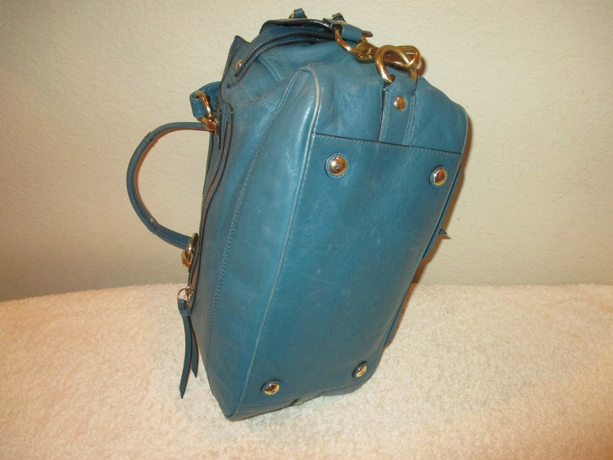 Coach Hampton Leather Lindsay Handbag Teal F12475 | eBay