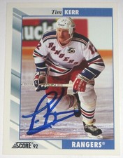 TIM KERR SIGNED SCORE NEW YORK RANGERS CARD AUTOGRAPH AUTO!!