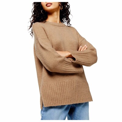 NEW Topshop Supersoft Deep Hem Crewneck Sweater US 12