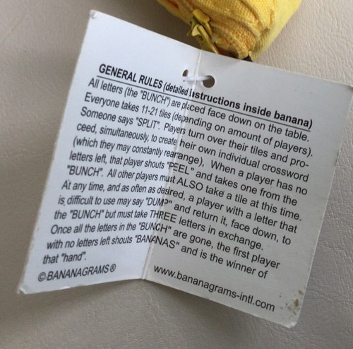 Bananagrams Anagram Word Game Bunch Peel Split Bananas 2-8 players New with Tags - Picture 4 of 8