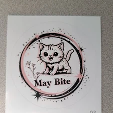 May Bite Cute Kitten Sticker Laptop Decal Water Bottle Bumper Sticker