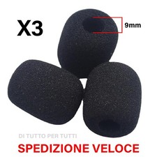 SPUGNA Antivento per Microfono Archetto Lavalier Cuffie nera Ø 9-15 mm Antipop