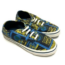 ZARA Boys Graphic Canvas Sneaker Size US 2.5-3.5, EU 34/35, Elastic Lace