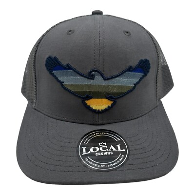 Local Crowns Bald Eagle Colorful Gray Snapback Trucker Hat Cap Mesh Bird