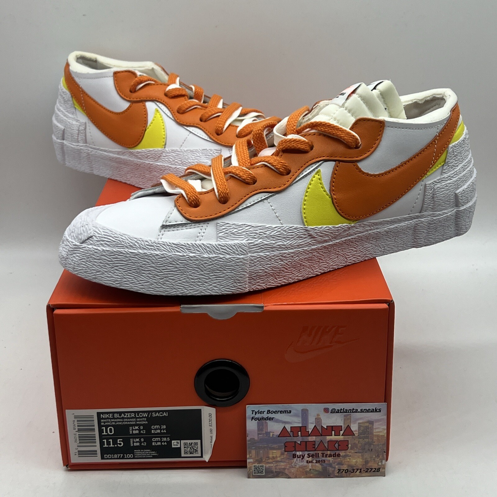 SACAI X NIKE Taglia 10 Nike Blazer Low x Sacai Magma arancione nuovissima Og tutte