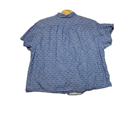 Solaris Men's Outdoor Blue Fish Print Shirt Short Sleeve Button Up Size 4XB B - Picture 6 of 6