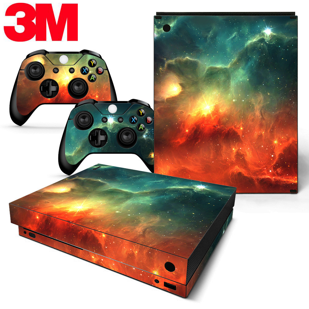 Xbox One X Console Skin Decal Sticker Sky Galaxy + 2 Controller Custom Design-image