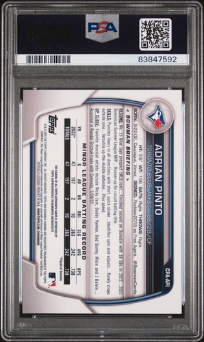 PSA 10 ADRIAN PINTO AUTO 1st 2023 Bowman Chrome Prospects BLUE JAYS RC GEM MINT - Picture 3 of 3