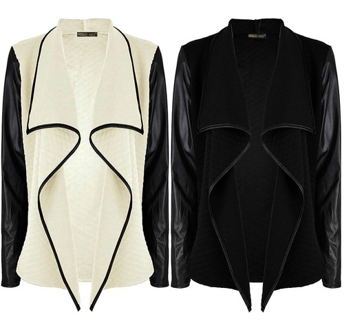 Womens Wetlook PU Sleeve Quilted 