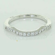 Ladies 0.3ct Natural Round Diamond Prong Set Contour Wedding Band Ring 14k Gold