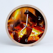 Tulup Holzuhr 30fi cm Wanduhr Küchenuhr - Feuer Kamin