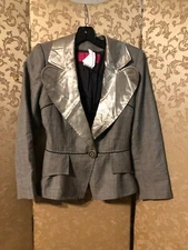 Christian Lacroix Silver Gray Metallic Jacket Blazer Size 36