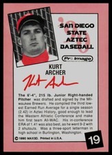 1990 San Diego State Aztecs Kurt Archer * Autograph * Signed