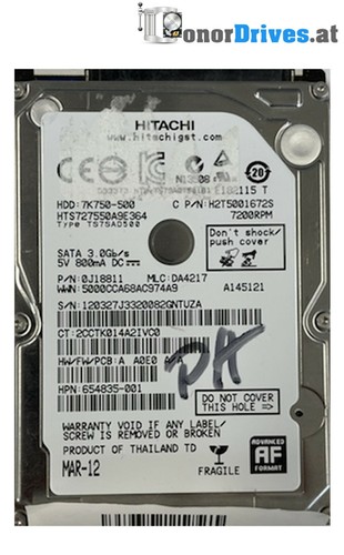 Hitachi  HTS727550A9E364 - 0J18811- 500 GB - SATA - 220 0A90269 01 Rev.*