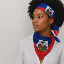 Haitian Flag Bandana Head Wrap Blue Red Caribbean Pride Unisex Scarf
