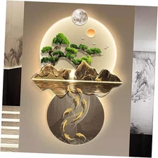 3D Wall Art Decor, Wall Sculptures Hanging Art with Led Light, 3D Floral