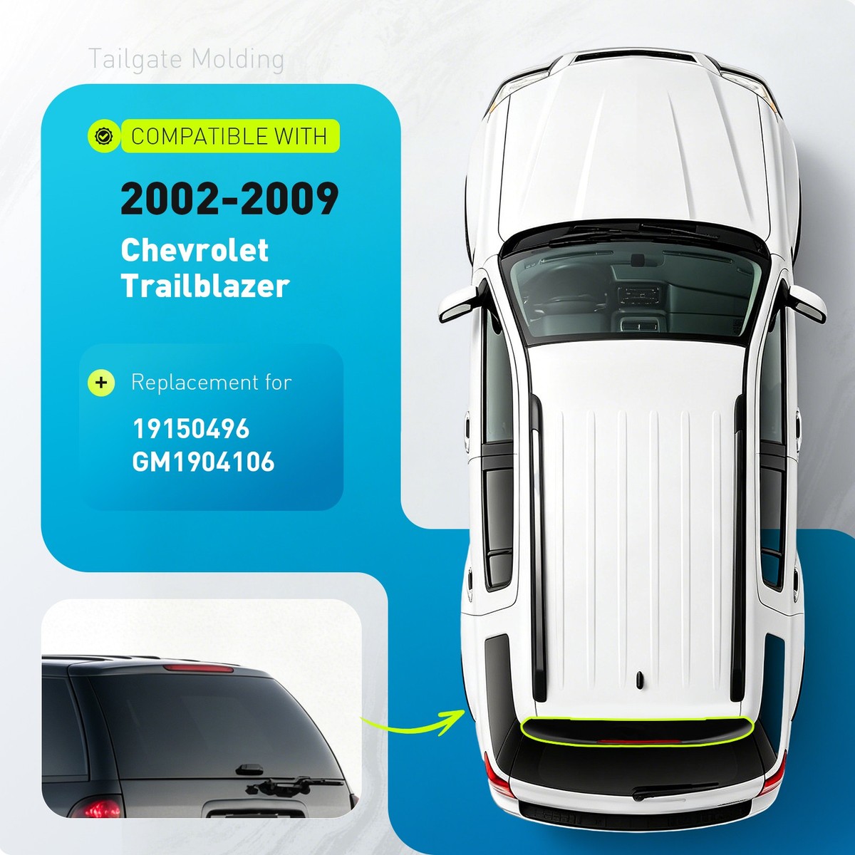 Upper Tailgate Molding Roof Spoiler For 2002-2009 Chevy
