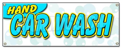 HAND CAR WASH BANNER SIGN detail wax car wash clean auto service