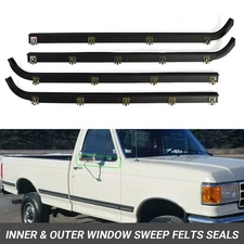 Inner & Outer Window Sweep Felts Seals Weatherstrip for 87-97 Ford F150 Truck