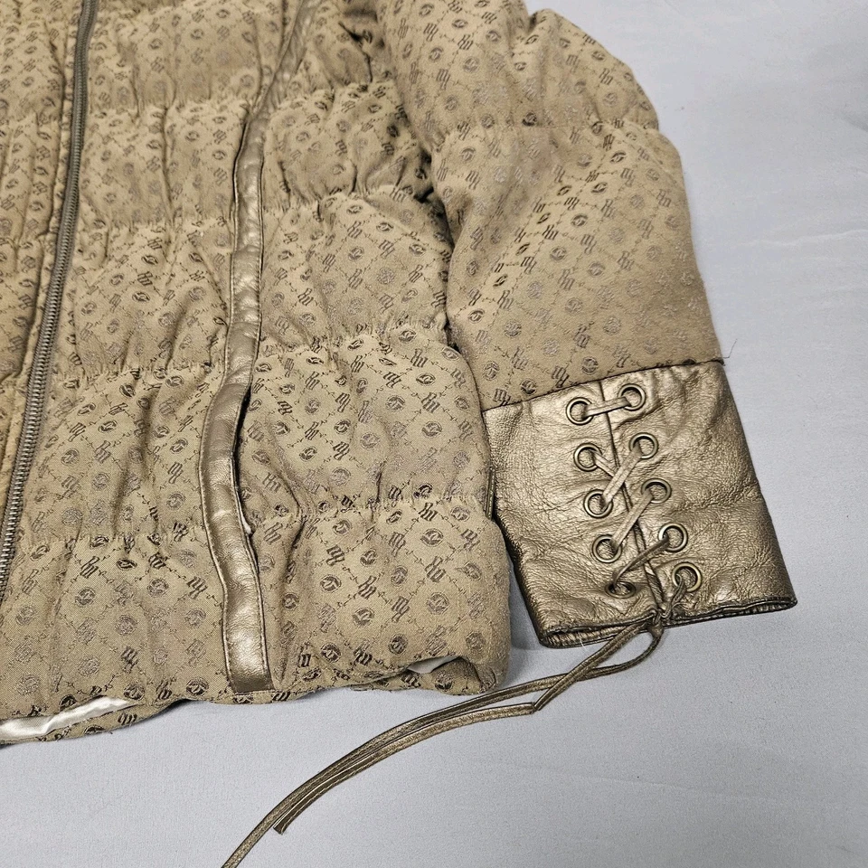 VTG Y2K Rocawear Brown Puffer Jacket Coat Fur Hood Gold/Brown Hip Hop 90s Kanye - Image 3 of 4