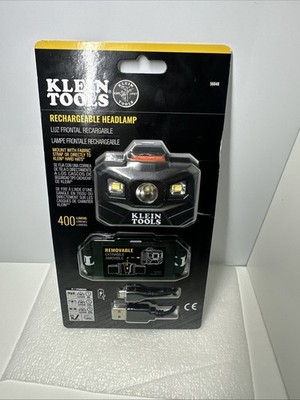 Klein Tools 56048 Rechargeable Auto-Off LED Headlamp, Adjustable Fabric Black 