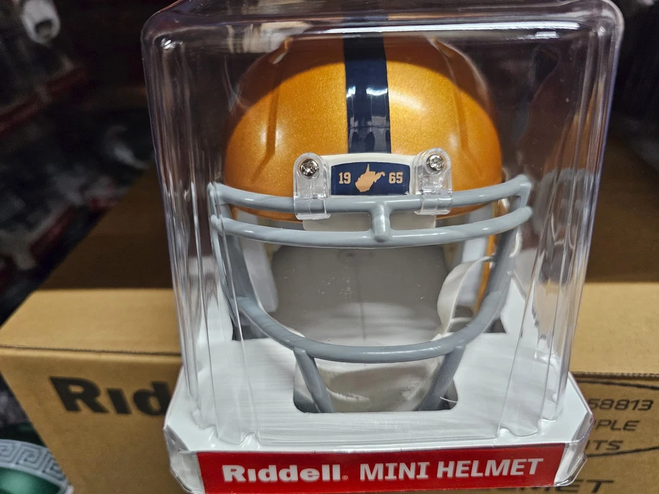 WEST VIRGINIA MOUNTAINEERS 1965 STATE THROW REPLICA MINI HELMET NCAA RIDDELL - Image 2 of 4