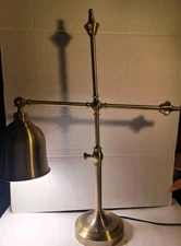 Vintage Brushed Brass Desk Lamp Adjustable Arm  In Good Condition