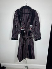 Naga Tribal Handwoven Striped Wrap Robe Coat OS Purple Black Belted Ethnic