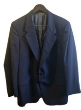 Vintage Christian Dior Woolf Brothers Navy Pinstripe Suit 42R 36x31 Wool 2 buttn