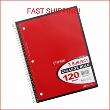 Top Flight Standards 3-Subject Wirebound Notebook, 120 Sheets, 3-Hole Punched, C