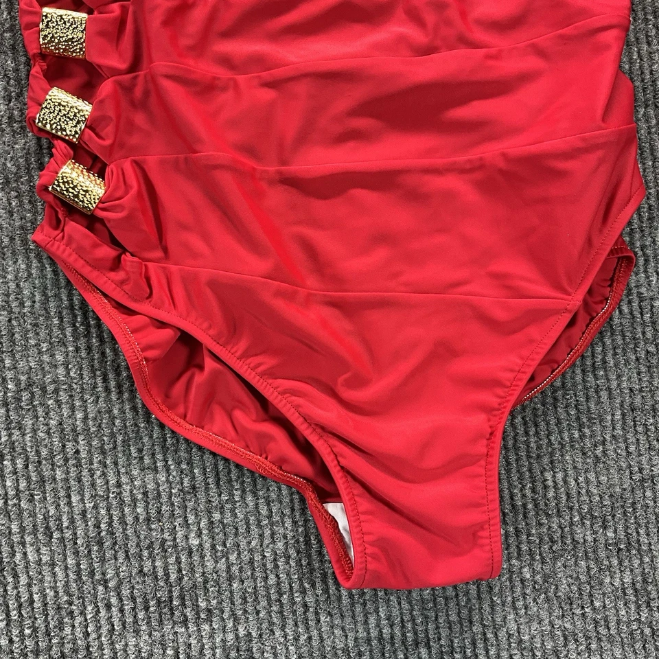 Traje de baño Venus para mujer 12 rojo de una pieza acanalado dorado glamour retro piscina traje de baño Foto 4 de 4