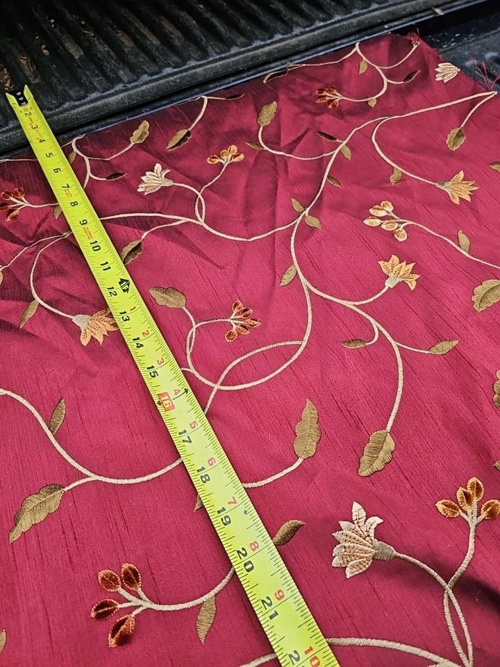 8+ Yards 56" Wide FAUX SILK FLOWERS EMBROIDERED~ DRAPERY Bags - Burgundy - Image 4 of 4