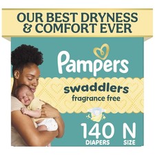 Pampers Swaddlers Diapers, Size 0 up to 10 lbs , 140 Newborn,