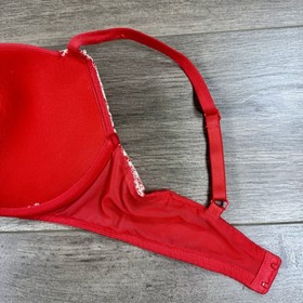 Victorias Secret Push Up Bra 36D Coral Pink Floral Lace Bow Sexy Angel Bombshell