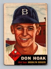 1953 Topps #176 Don Hoak Rookie LOW GRADE Vintage Baseball Card. rookie card picture