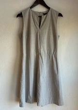 Theory Miyani Split Front Dress 12 Stretch Wool Beige Quiet Luxury Minimalist