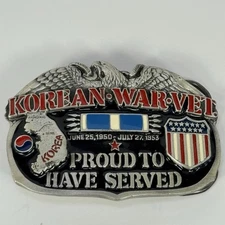 Vintage Korean War Vet Belt Buckle - 1988 The Great American Buckle Co   1886