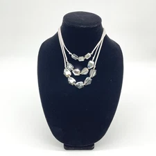 Massini Grey Skies Necklace Adjustable Length Faceted Bead 3 Strand Statement