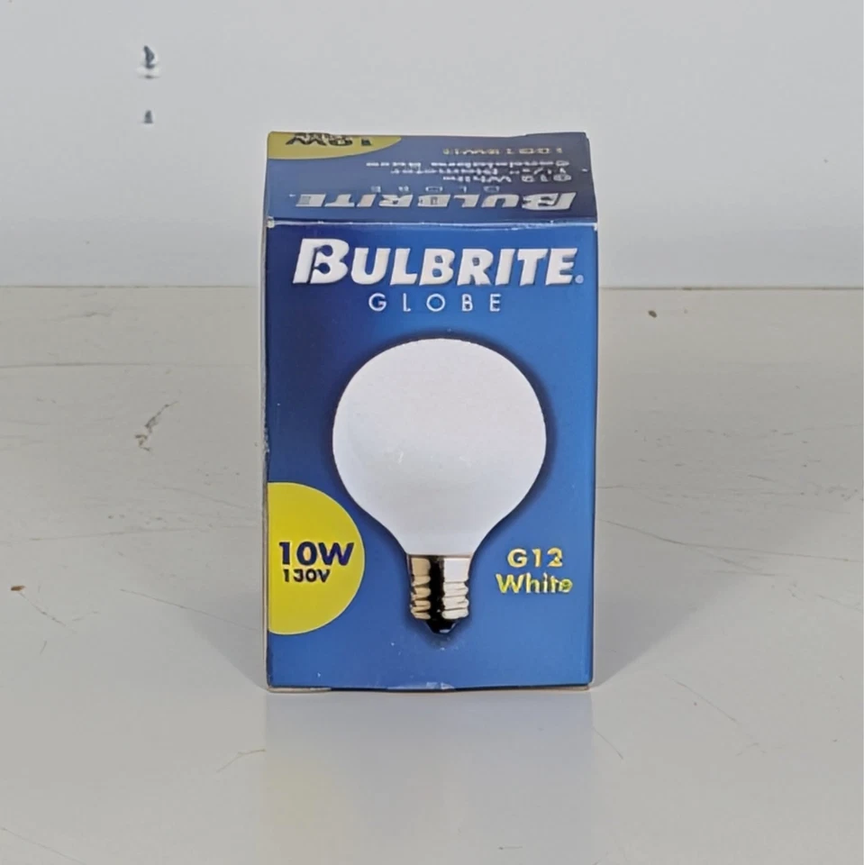 Lot 21 Bulbrite Globe 10W Light Bulb G12 130V, White, 1 1/2" Diameter Candelabra - Image 2 of 3