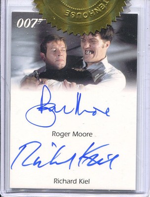 James Bond 50th Anniversary 2 Roger Moore & Richard Kiel Dual Autograph Card