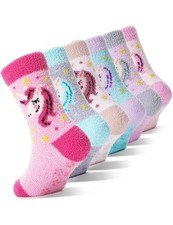 Girls Kids Toddler Fluffy Socks Grips Non Slip Slipper Socks Warm Winter Cosy...