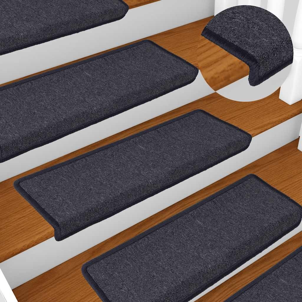Tappetini per Scale 30 pz 65x21x4 cm Grigio e Blu Antiscivolo Rettangolari