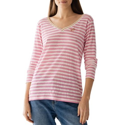 FEMI STORIES HOLDA LS TEE PINK ECRU STRIPES