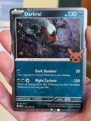 POKEMON DARKRAI 136/197 RARE COSMOS HOLO SWIRL TRICK OR TRADE