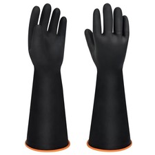 18" XL Size Latex Chemical Resistant Gloves, Reusable Heavy Duty Long Rubber ...