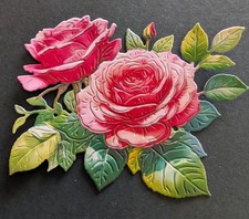 6 x Highlight Crafts, Two Red Robins - GARDEN ROSE CLUSTER die cuts.