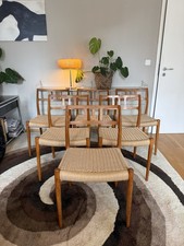 6 Niels Møller Moller Stühle Teak Geflecht dänisch 60er danish