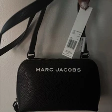 Marc Jacobs Black Leather Crossbody Purse with Adjustable Strap