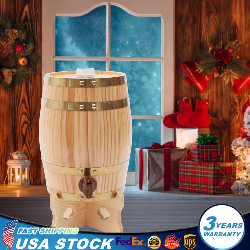 5L/1.32Gal Wine Barrel Wooden Whiskey Barrel Bourbon Wine Barrel Home